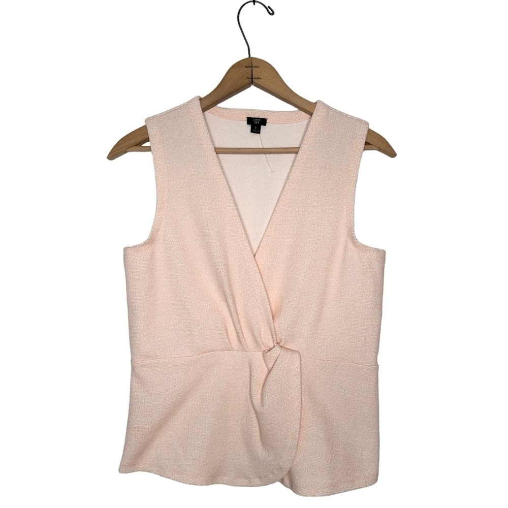 J. Crew 365 | Pink Front Twist Boucle Peplum Top Size Small